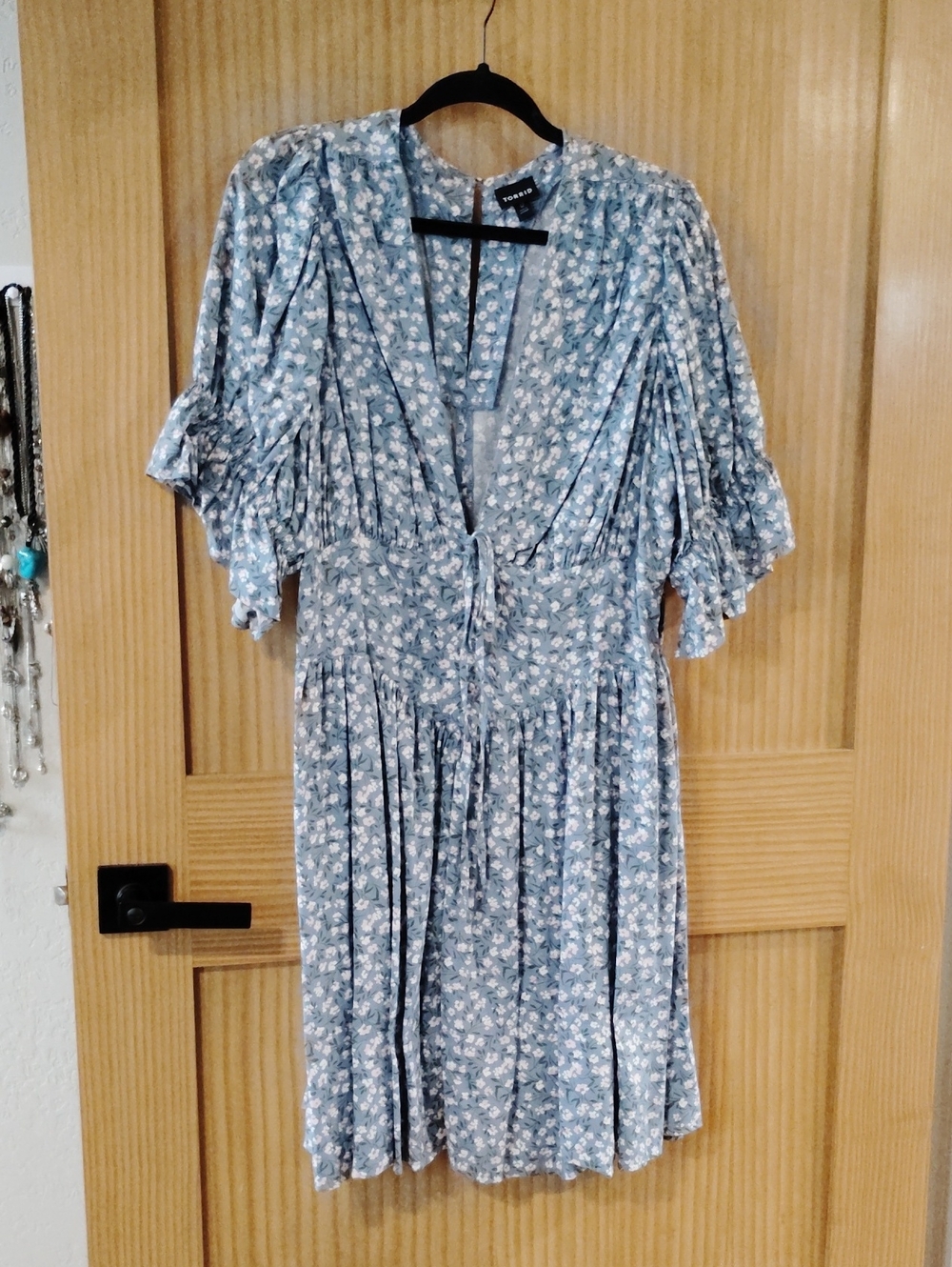 12 Torrid  Powder Blue Floral  Dress with Tie